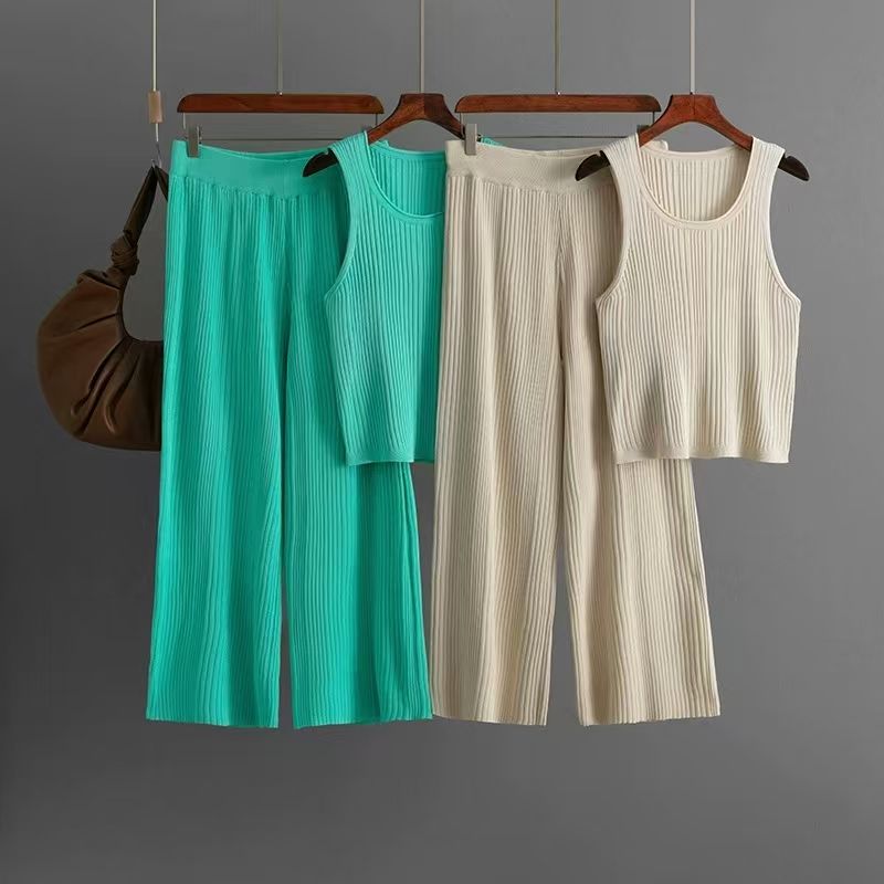 Western Style New Knitted Sling Vest Top Trousers Set Knited Top and Shorts Set