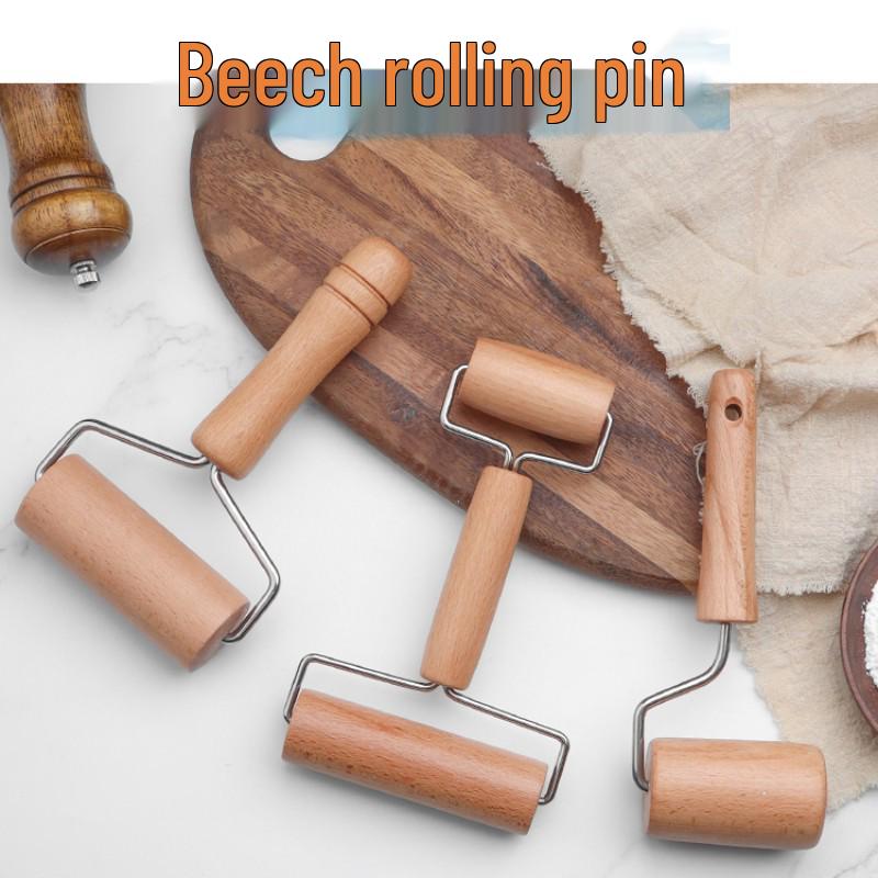 Beech Wood Double-Handled Rolling Pin for Baking and Dumpling Dough