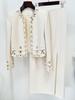 2025 New European & American Beaded Cardigan Jacket & Slit Midi Skirt Set