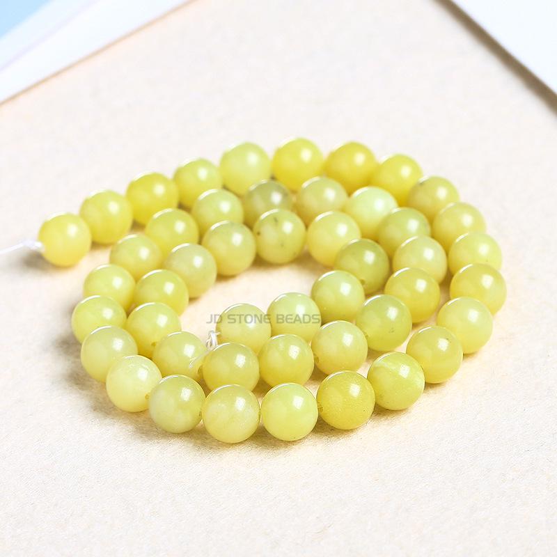 Lemon Jade Round Beads for DIY Jewelry - Lemon Yellow Gemstone Beading Accessories, Semi-finished 