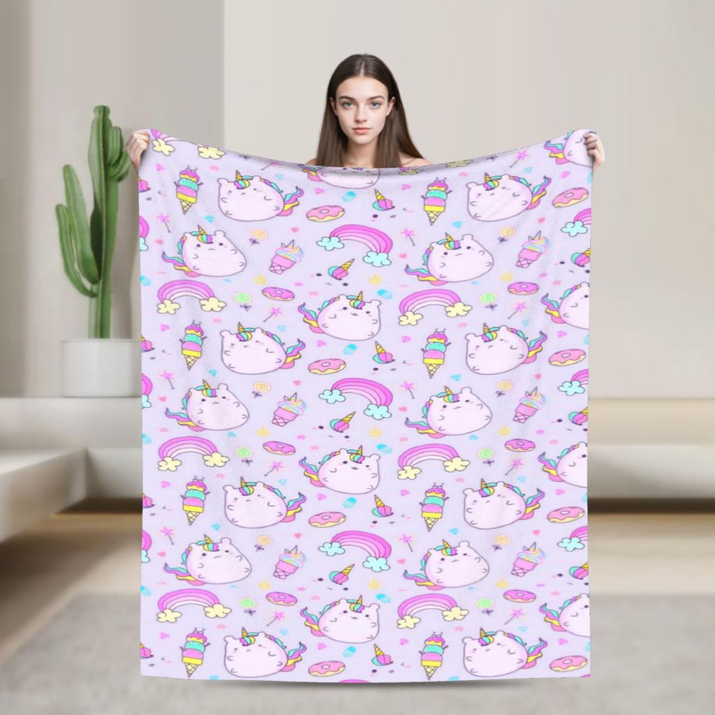 Cartoon Cute Gabby Dollhous Flannel Blanket Soft Durable Bedding Throws for Bedroom Picnic Fluffy Bedspread Sofa Bed Cover