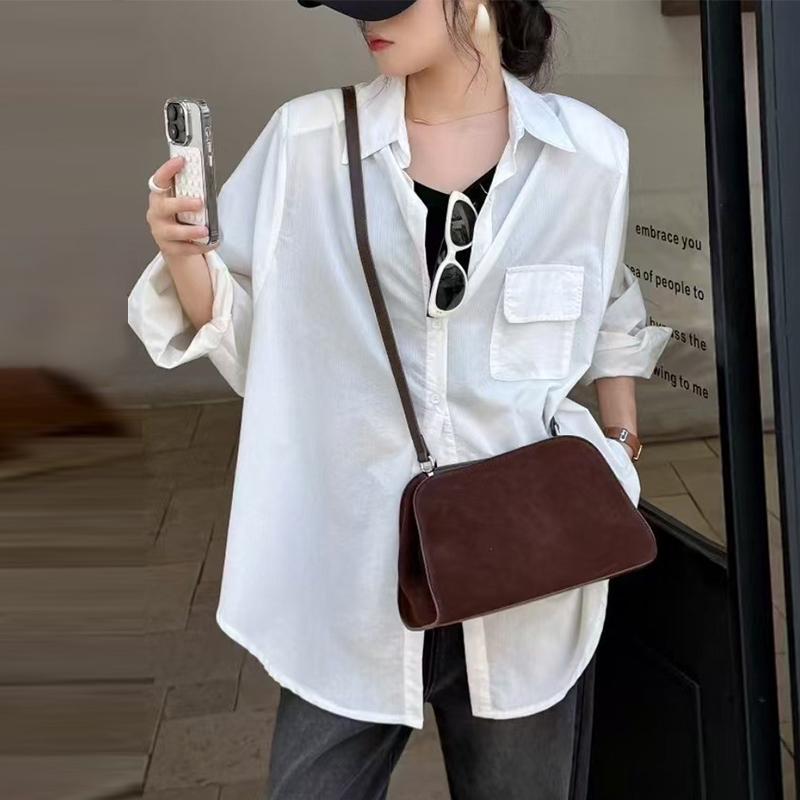 Vintage Genuine Leather Handbag Purse For Women Suede Shoulder Bag Crossbody Bags Female Luxury Designer Clutch Ladies Hobo Bag