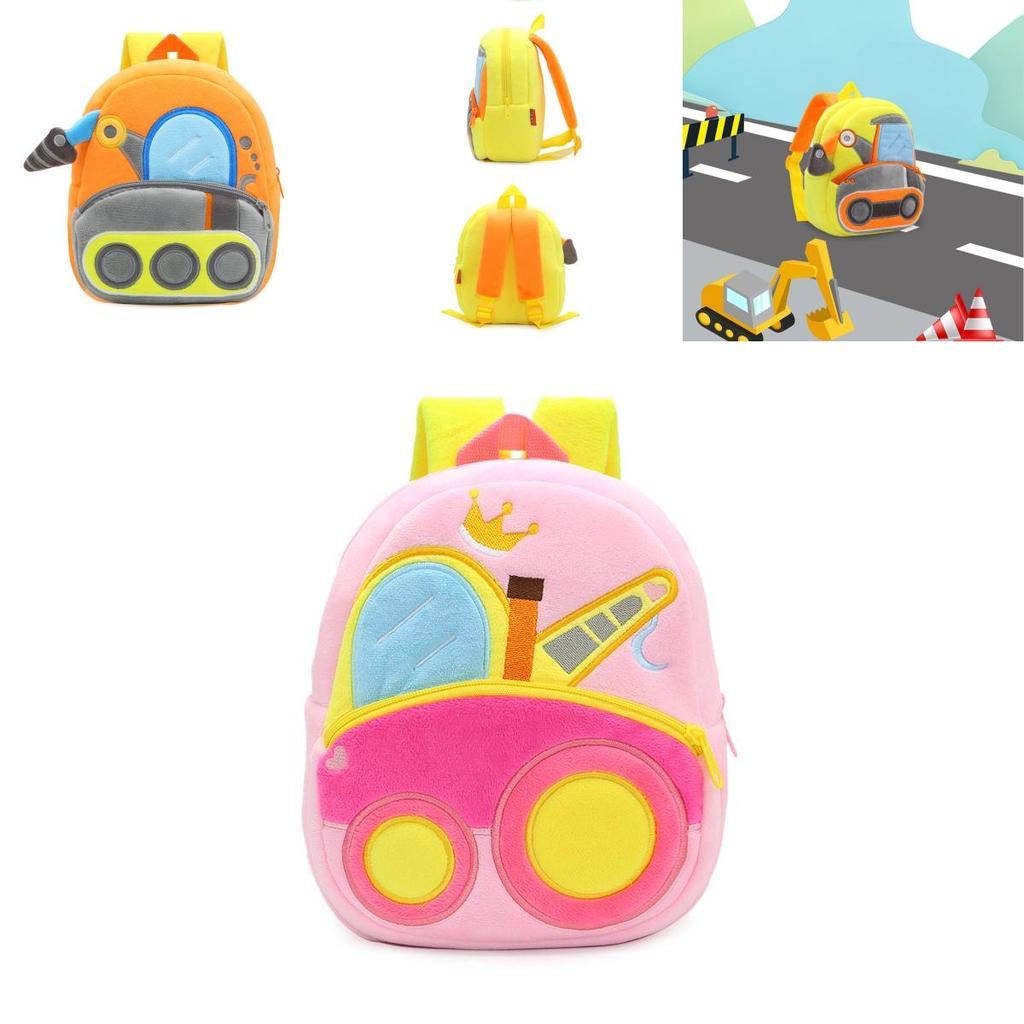 Entzückender Kinder Plüschrucksack mit Cartoon Bagger Design für Kleinkinder und Kindergarten