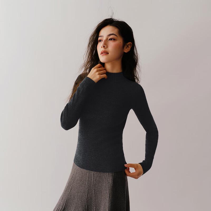 Semir Women's Pure Wool Mock Neck Slim Fit Sweater