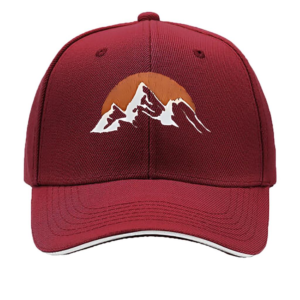 Casual Outdoor UnisexS Baseball Cap with Adjustable Features Featuring a Fun Sunrise Mountain Design Sandwich Baseball Cap