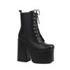 New Small Short Boots Heightened Thick Heel British Style Round Head Fleece Thick-soled Martin Boots Women's High-heeled Short Boots