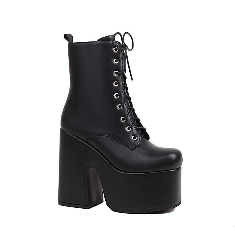 New Small Short Boots Heightened Thick Heel British Style Round Head Fleece Thick-soled Martin Boots Women's High-heeled Short Boots