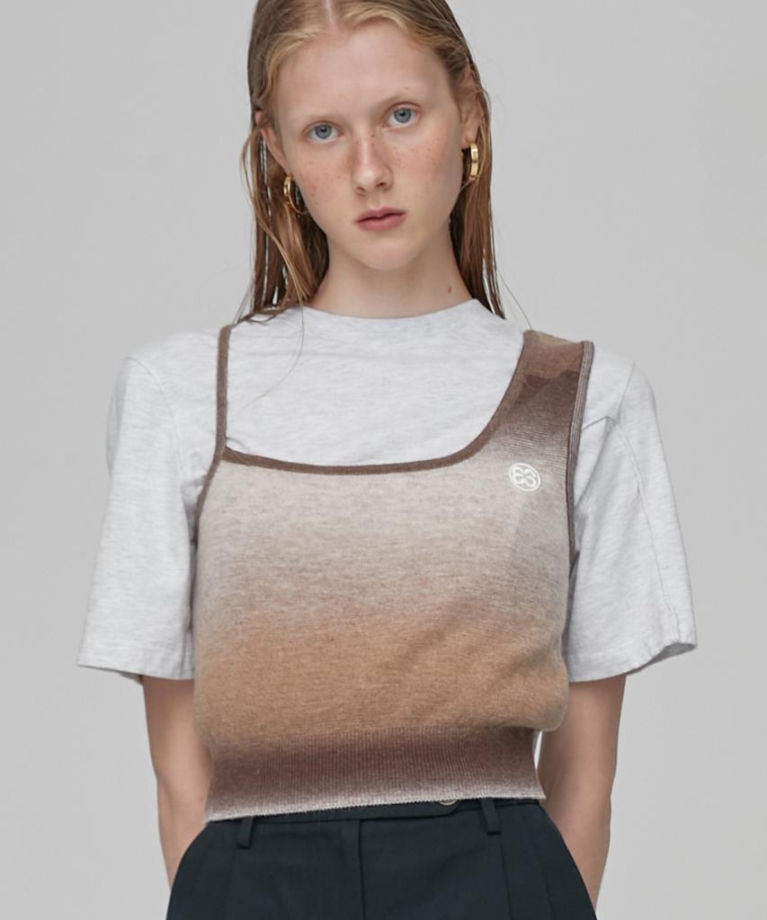 EN OR Unbalance Sleeveless Knit - Brown