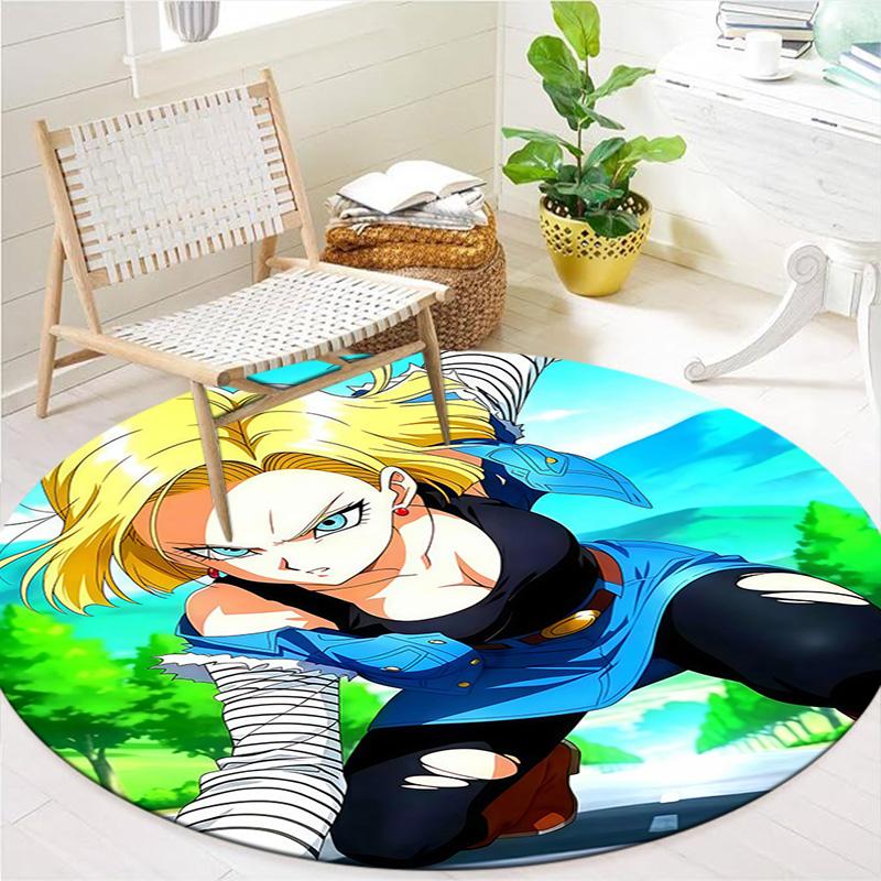 Son Goku Dywan Okrągły Dywanik do Salonu Sypialni Sofy Pokoju Zabaw Antypoślizgowa Mata Podłogowa
