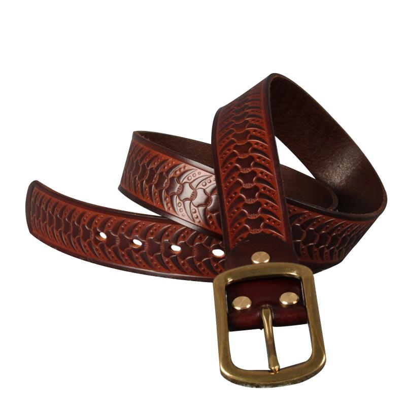 Belt: Top layer vegetable-tanned cowhide belt, belt, slacks, comfortable leather, versatile pin buckle belt