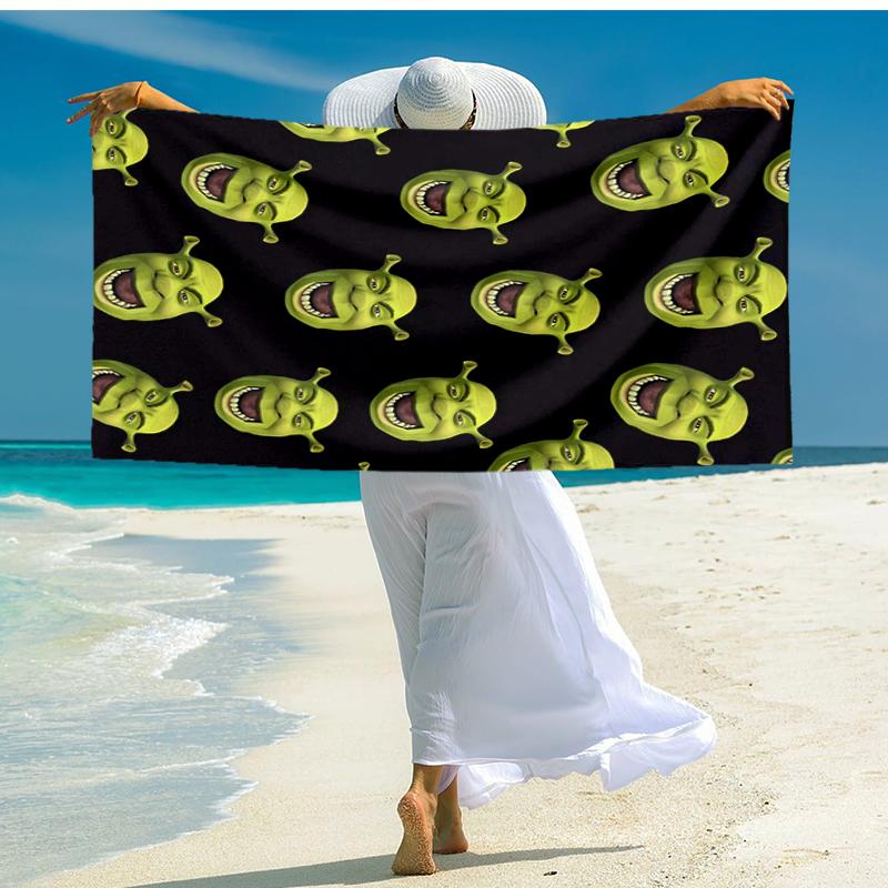 1pc Shrek4 Beach Towel, Comfortable and Thick, and Swimming/Bath/Picnic/Camping Towel, Suitable for Seaside Beaches