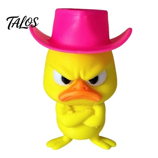 Cadeau Drôle pour Amis Canard en Colère Figurine de Bureau, Décoration de Bureau Jaune Imprimée en 3D avec Petit Chapeau de Cowboy en Résine, Petit Animal Ornement Maison