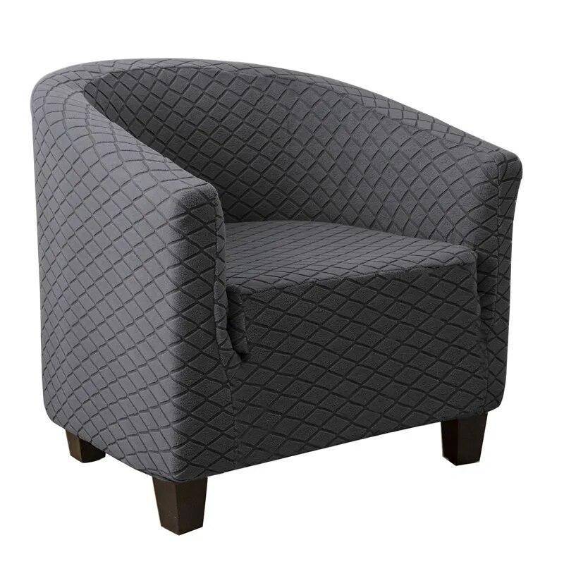 Club Chair Cover Stretch Tub Chair Slipcover Solid Color Sofa Cover Plaid Jacquard Couch Cover for Study Bar Counter Living Room
