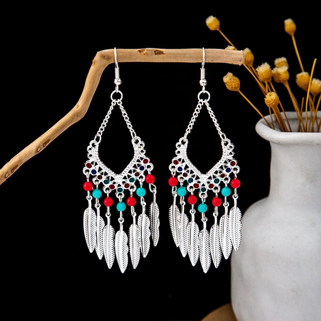 Ethnic Bohemian Long Tassel Earrings Vintage Beach Vacation Jewelry Retro Drop Dangle Ear Accessories For Women