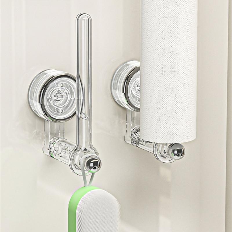Easy Installion Rotatable Paper Towel Holder Suction Cup Hook for Efficient Kitchen and Bathroom Storage Solution