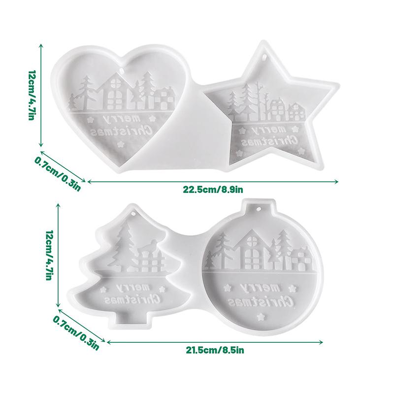 1Pc Xmas Tree Xmas Gift Casting Heart Pendant Casting Mold Silicone Moulds DIY Christmas Pendant Plaster Moulds Star
