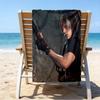 proof beach towel with a Resident Evil Leon S. Kennedy1 pattern - soft,absorbent,quick-drying,machine washable - perfect for swimming,camping,bathing