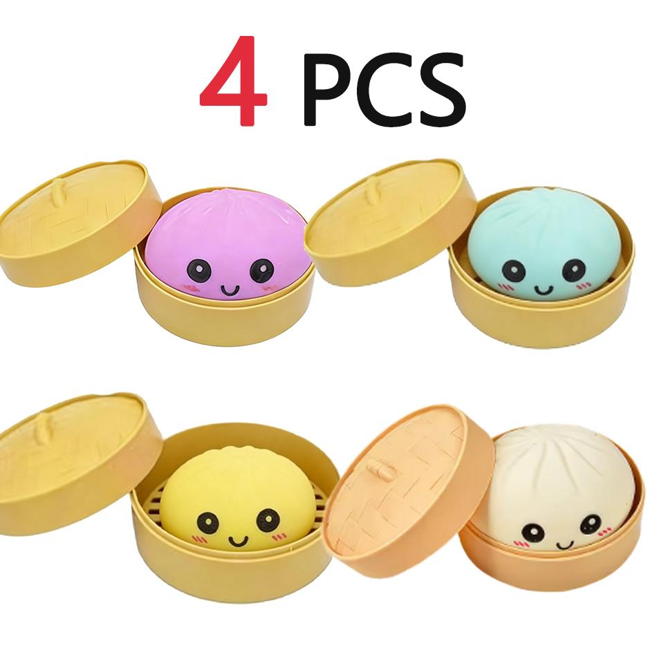 Kids  Childrens Stress Relief Steamed Bun Toy Portable Travel Slow Rising Smiling Bun Sensory Toy Adults Soft Stress Toy