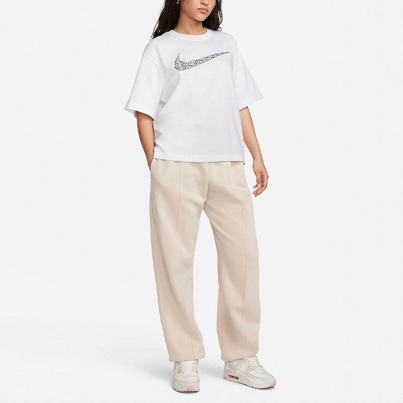 Nike Sportswear Logo Print Loose Fit Short Sleeve T-Shirt Women Tops White FJ2714-100