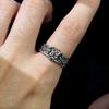 Retro Rose&Nails Adjustable Open Ring For Women Men Silver-plated Copper Punk Gothic Edgy  Unisex Flower Accessories Gift