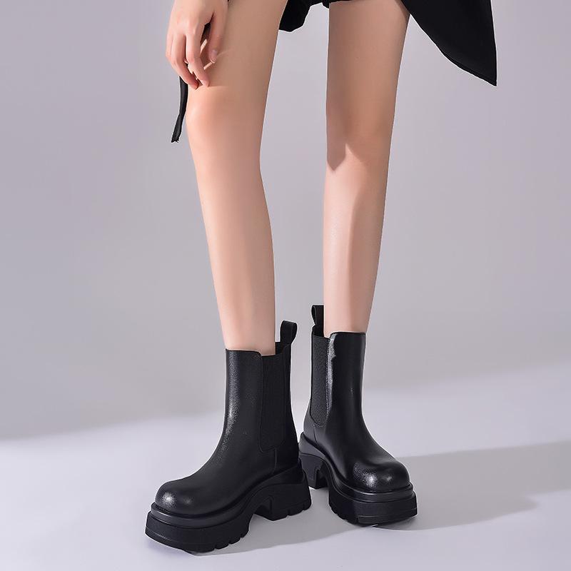 

Кожаные ботинки-сигареты женские 2025 новые ботинки женские на платформе в британском стиле одинарные ботинки ботинки челси черные ботинки мартин короткие ботинки 40