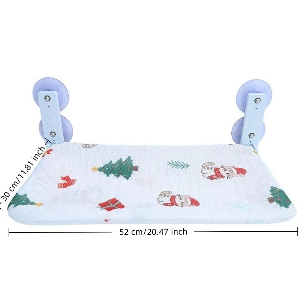 Wall Mounted Christmas Cat Hammock Removable Breathable Mesh Cat Window Perch with Suction Cup Jumping Platform