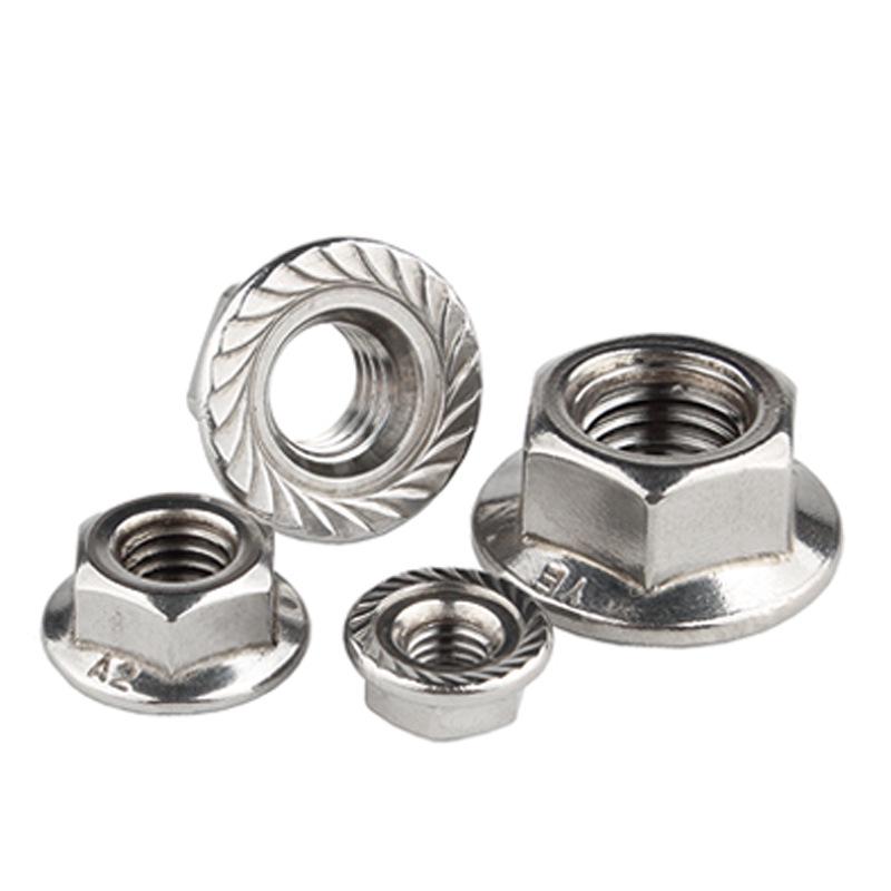 304 Stainless Steel Hex Flange Nut with Anti-Slip Washer, M3-M16