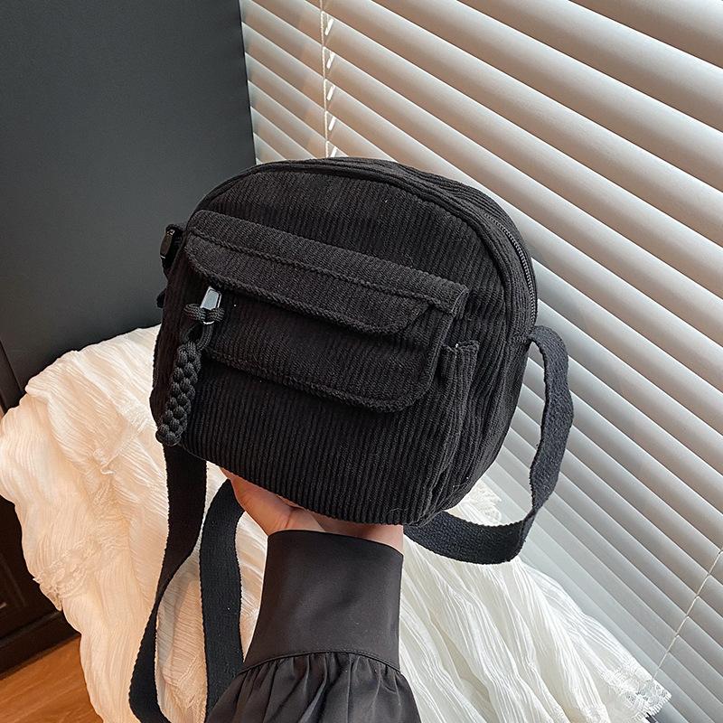 Quadratische Cord-Umhängetasche im koreanischen Stil, modische, lässige Schultertasche für Damen, Studentinnen, kleine Alltagshandtasche