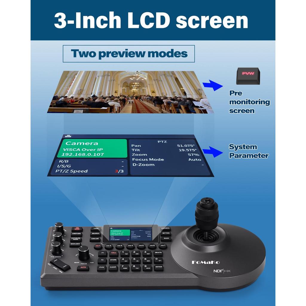 Newest Hot Sale FoMaKo KC608 Pro OEM ODM Support 255 PCS Cameras PoE NDI Camera Controller IP KC608pro PTZ Controller Keyboard