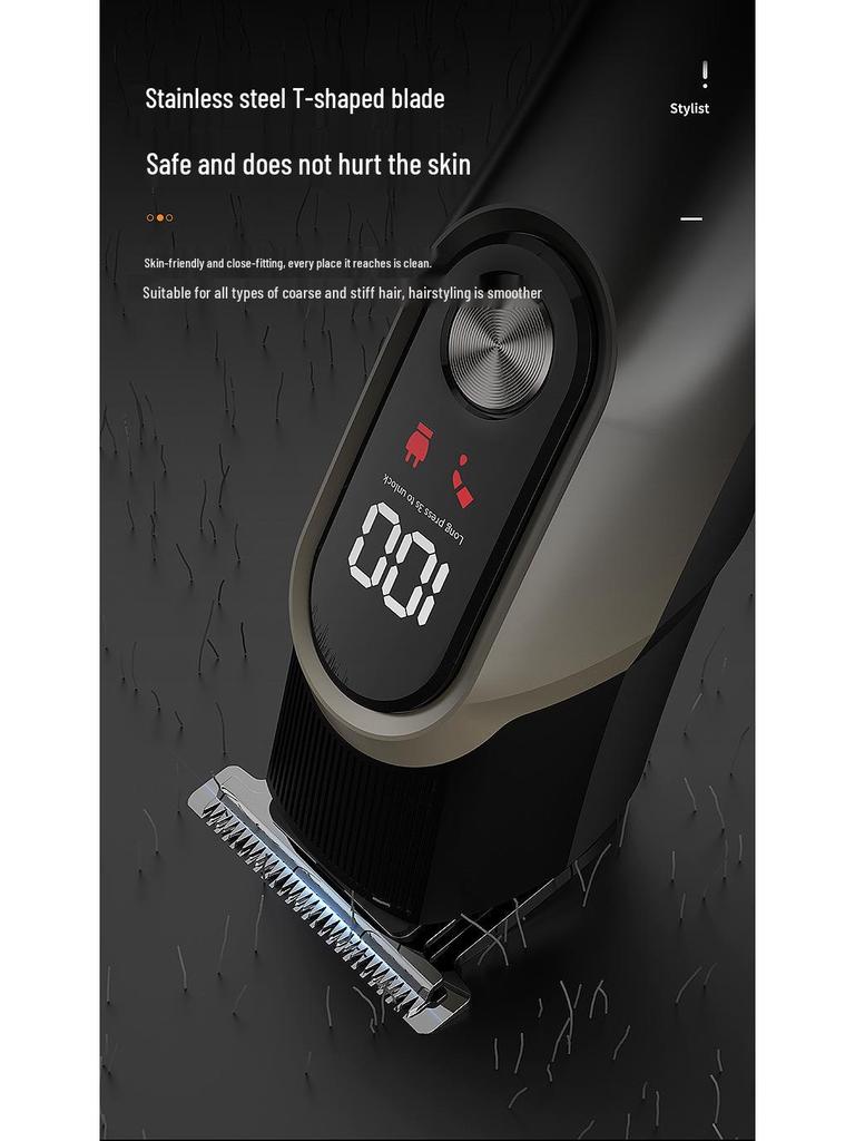 Cross-Border 5-in-1 Digital Hair Clipper Set: Electric, Adjustable, Multi-Function Shaver with Carving Feature