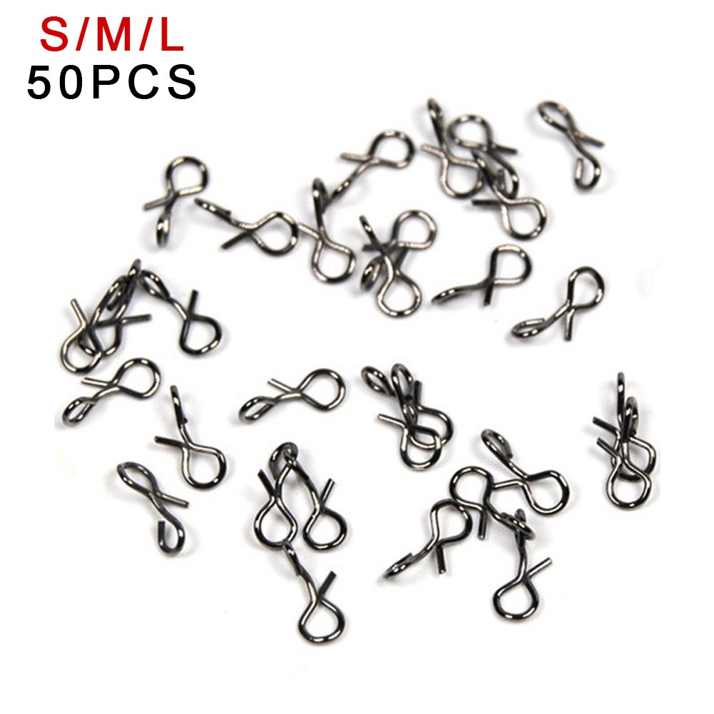 `Links Fly Fishing Snap Hooks Connectors Stainless Steel S/M/L 50pcs/set Useful`