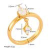 JOVO LOVE Water Drop Stainless Steel Two Zircon Ring Sparkling Crystal Tassel Vertical Fing Rings PVD 18K Gold Plating Jewelry