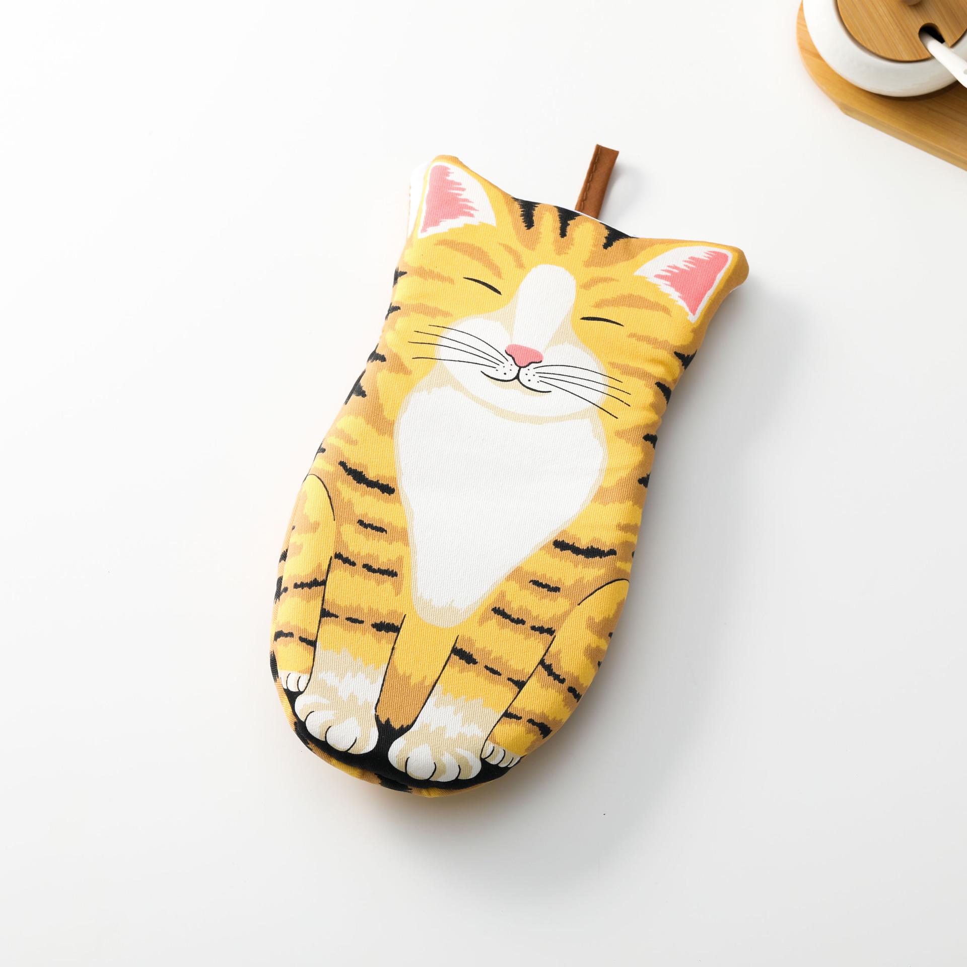 Cotton Cat Oven Gloves Baking Insulation Gloves Microwave Oven Anti-Scalding Gloves