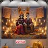 1 styck, tillverkad av polyester, med ett bakgrundstyg med tema Día de Muertos (De dödas dag). Halloween familj bakgrundstyg