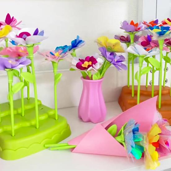1 Set DIY Fabric Flower Bouquet Kit Kids Handmade Colorful Flower Making Toy Toddlers Girls Educational Floral Bouquet Arts Crafts Activities Toy