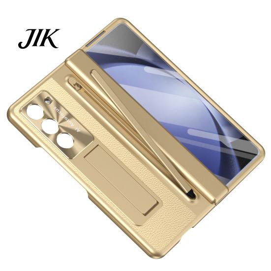 Pen Tray Stylus Phone Case for Samsung Z Fold 6 PC Shell with Slot Mobile Hinge Guard Cover Spring Protection & Integrated Kickstand Full-Body