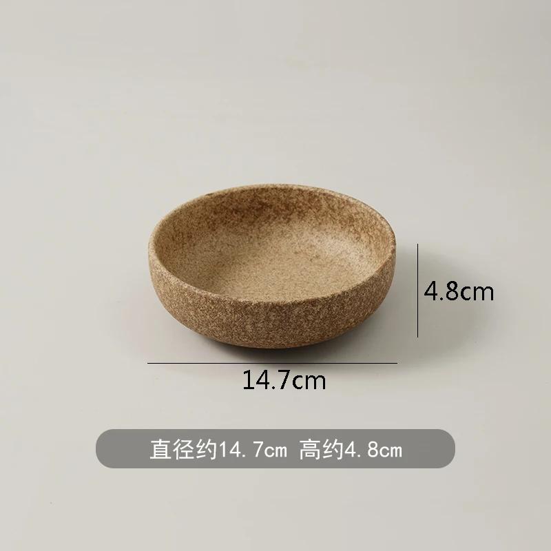 Vintage Frosted Brown Ceramic Plate Restaurant Round Steak Plate Pasta Plate Dessert Plates Snack Plates  Creative Salad Plates