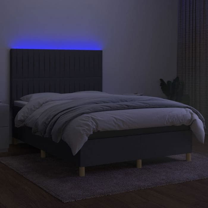 Maison Exclusive - Sommier à lattes de lit et matelas et LED Gris foncé 140x200 cm