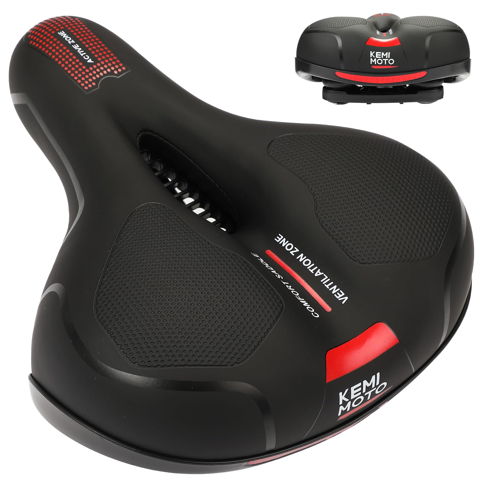 

KEMIMOTO Vibration Bicycle Saddle Seat Soft Saddle for Exercise Road Mountain and Hybrid Bikes Universal PU Fabric [Professional-Grade Damping] чёрный