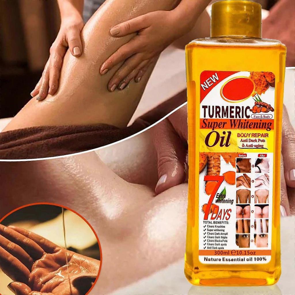 Turmeric Super Whitening Oil 300ml, Skin Lightening & Brightening, Fades Dark Spots, Natural Face & Body Oil