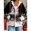 Women's Christmas Snowman Print Hooded Cozy Long Sleeve Zip-Up with White Sweatshirt Women Fashion Versatile Hoodies for Women
