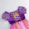Rapunzel Princess Dress Girl Purple Puff Sleeve Cosplay Tangled Costume Halloween Vestido Kids Birthday Ball Gown Clothes