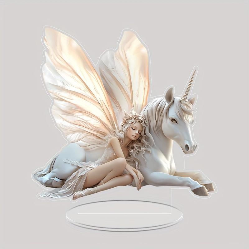 Fairytale, Angels and Unicorns, Acrylic, Office, Study, Desktop, Decoration, Gift