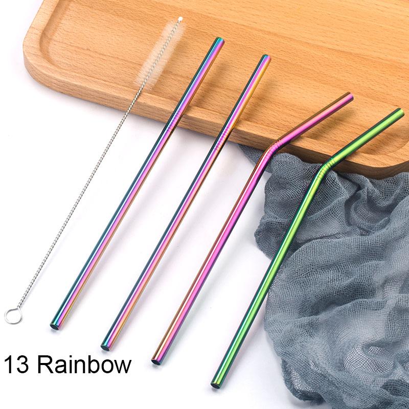 FAIS DU 304 Stainless Steel Straws Reusable Straight Bent Metal Drinking Straw With Cleaner Brush Set Party Bar Accessory