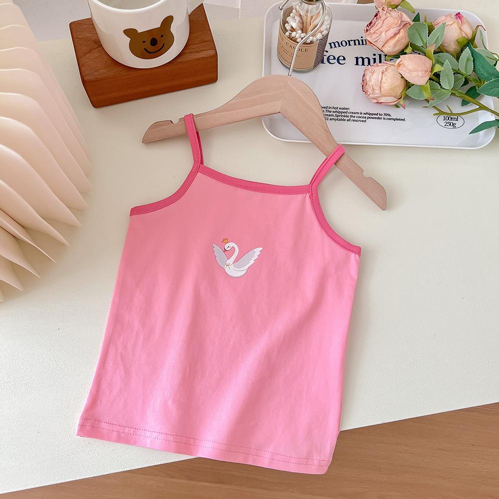 Summer Girls Cotton Cartoon Camisole Thin Breathable Sleeveless Vest Kids Underwear Top