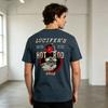 Lucifers Hot Rod Shop Graphic T Shirt Vintage Devil Car Print Unisex Soft Cotton Crew Neck Short Sleeve Trendy Casual