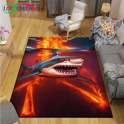 Fashion 3D Shark Carpet for Living Room Home Sofa Decoration,Children Game Decor Floor Mat Yoga Mat Large Carpet