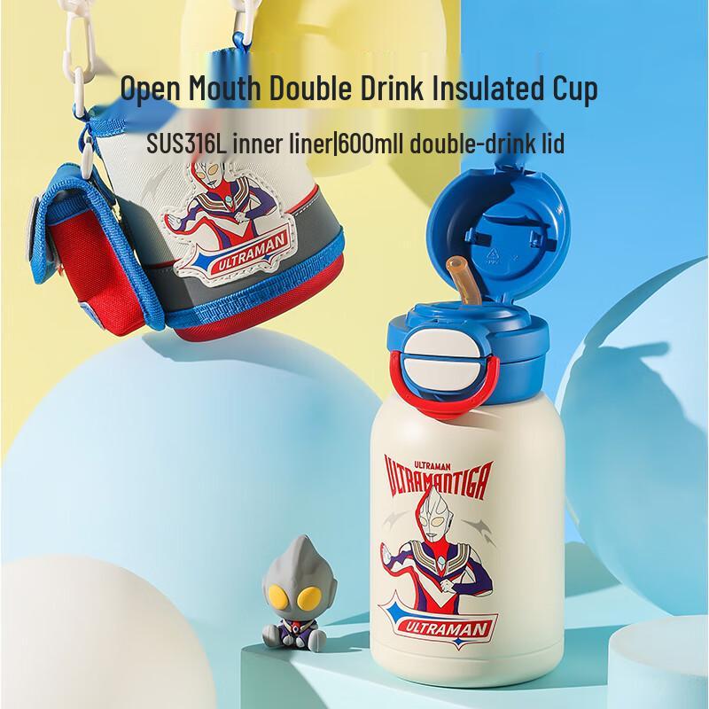 BEDDYBEAR Kids 316SS Dual-Use Insulated Straw Water Bottle 600ml