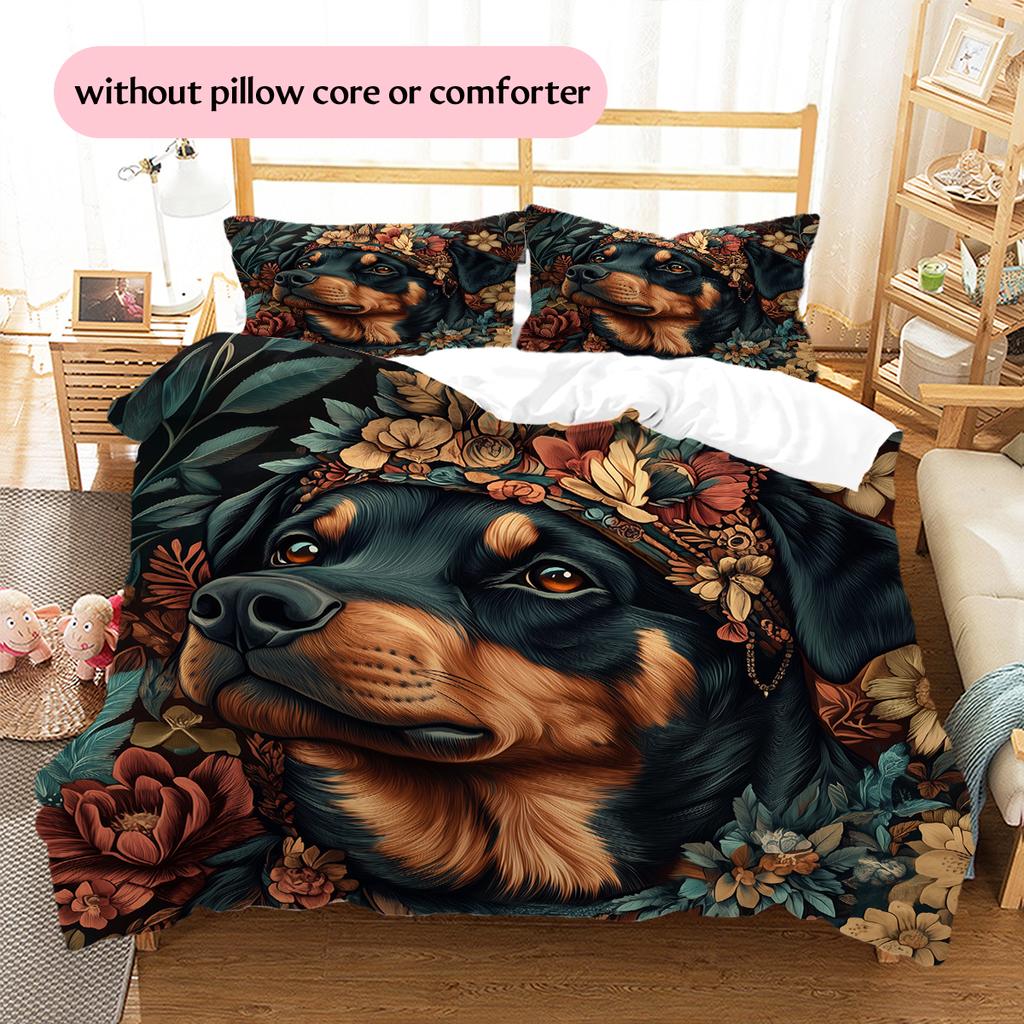 Rottweiler Pattern Bedding Home Decoration Birthday Gift (1 * duvet cover + 2 * pillowcase, without core)