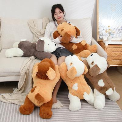 Puppy Dog Throw Pillow Plush Toy Doll Small Yellow Dog Lying Dog Doll Children Soothing Doll